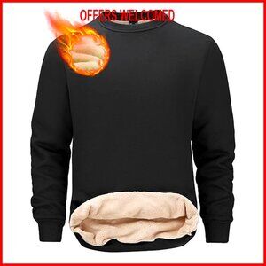 Men's Fleece Crewneck Sweatshirt Sherpa Lined Pullover Long Sleeve